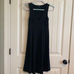 Black v-neck midi dress
